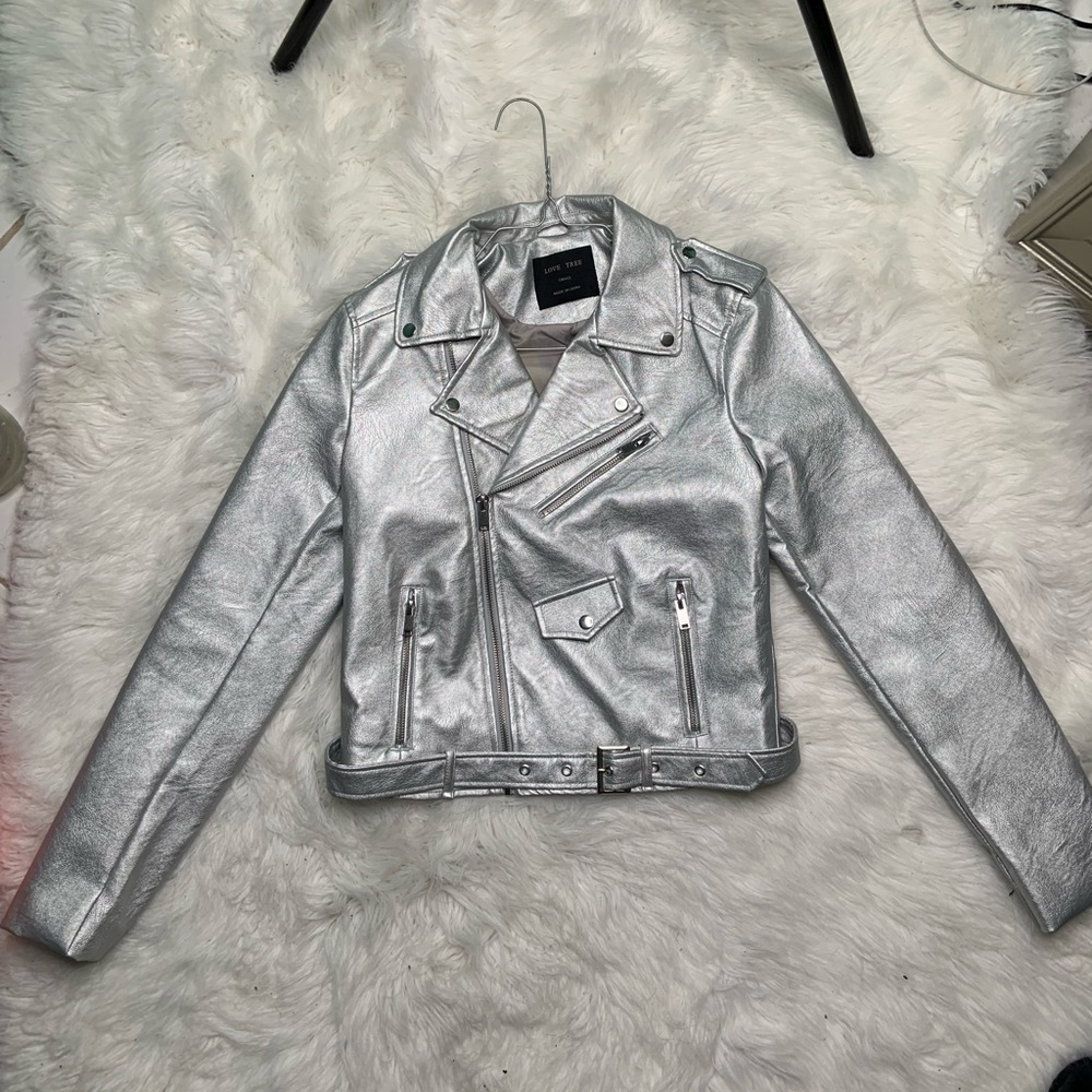 Love tree leather jacket